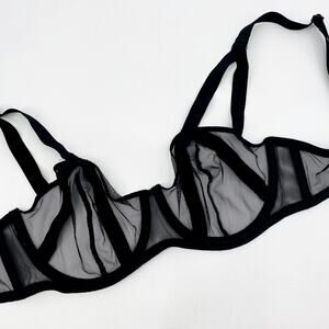 Victoria's Secret Black Mesh Unlined Sheer Lingerie Bra